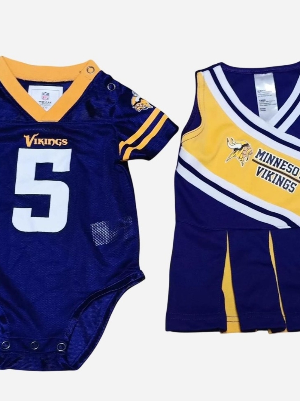 NFL Minnesota Vikings Purple and Gold Baby Football Bodysuit & Cheer Dress Set
